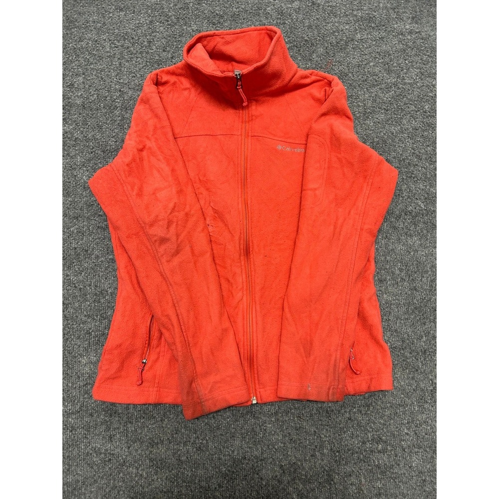 Columbia Fleece Jacket Womens Size L Orange Full Zip Mock Neck Outdoor Layer